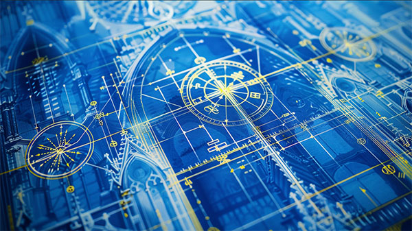 Plan carré des temples traditionnels