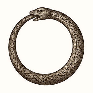 Ouroboros, serpent qui se mord la queue, unité et éternité